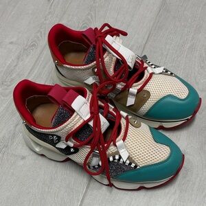 Colorful Sneakers with Red Laces